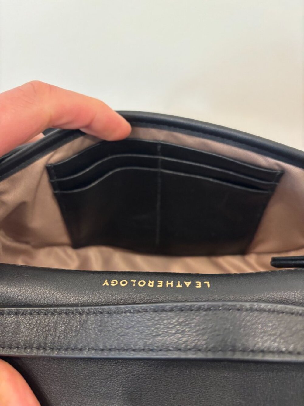 Leatherology Katy Small Saddle Leather Crossbody - Black / Gold - Picture 7 of 10